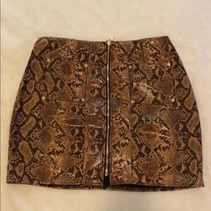 BooHoo Snakeskin Leather Mini Skirt with Pockets
